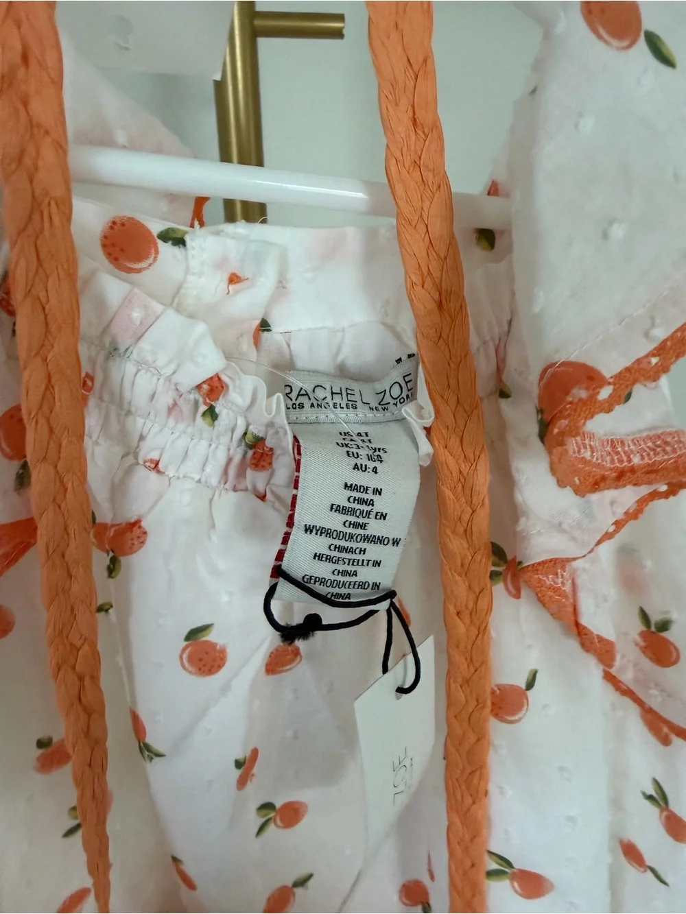NWT Rachel Zoe Oranges Print Toddler Cottage Dress with Toddler Purse -4T